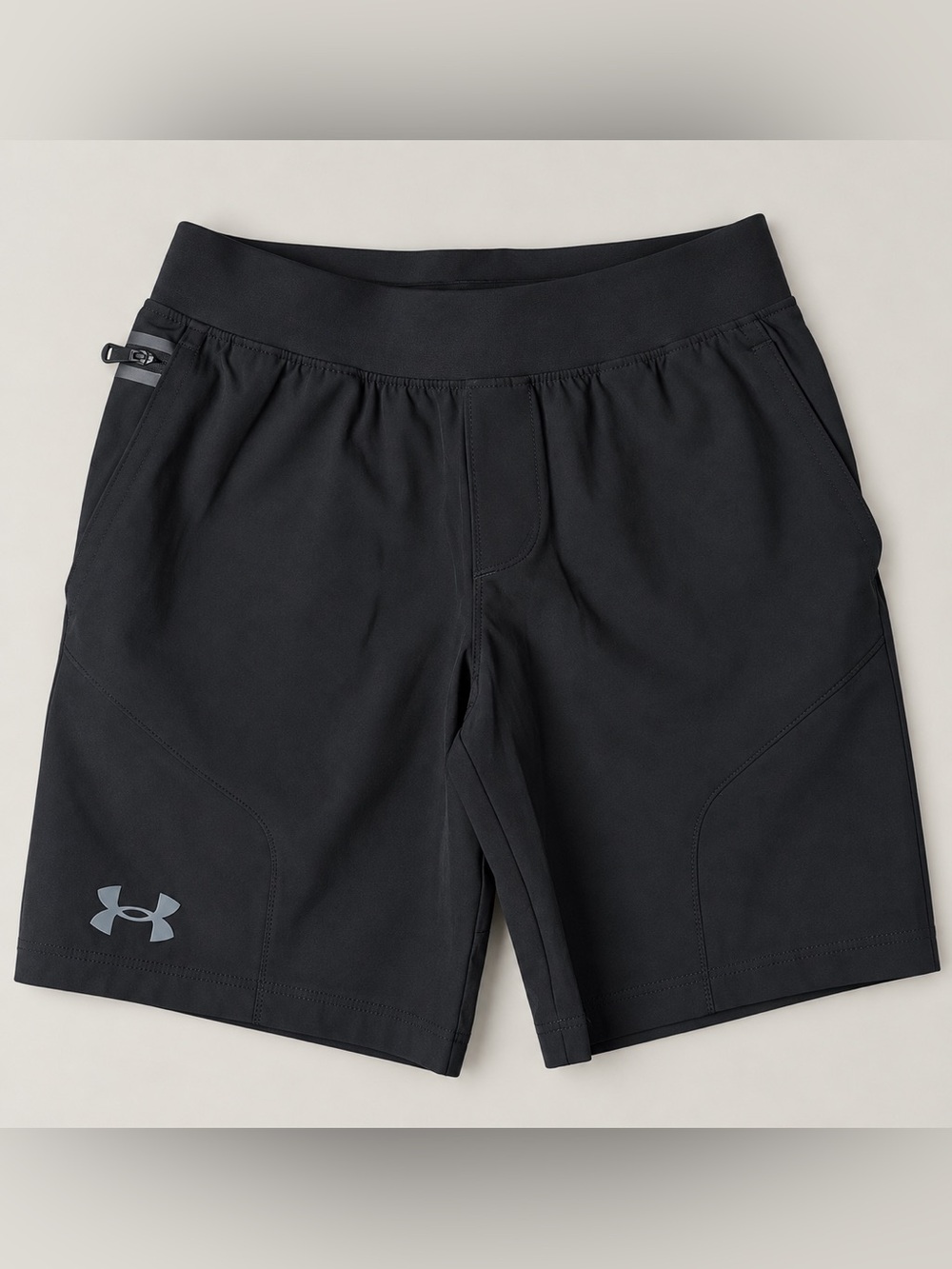 Under Armour Youth Boys Black Athletic Running Training Shorts YS Zip Pocket